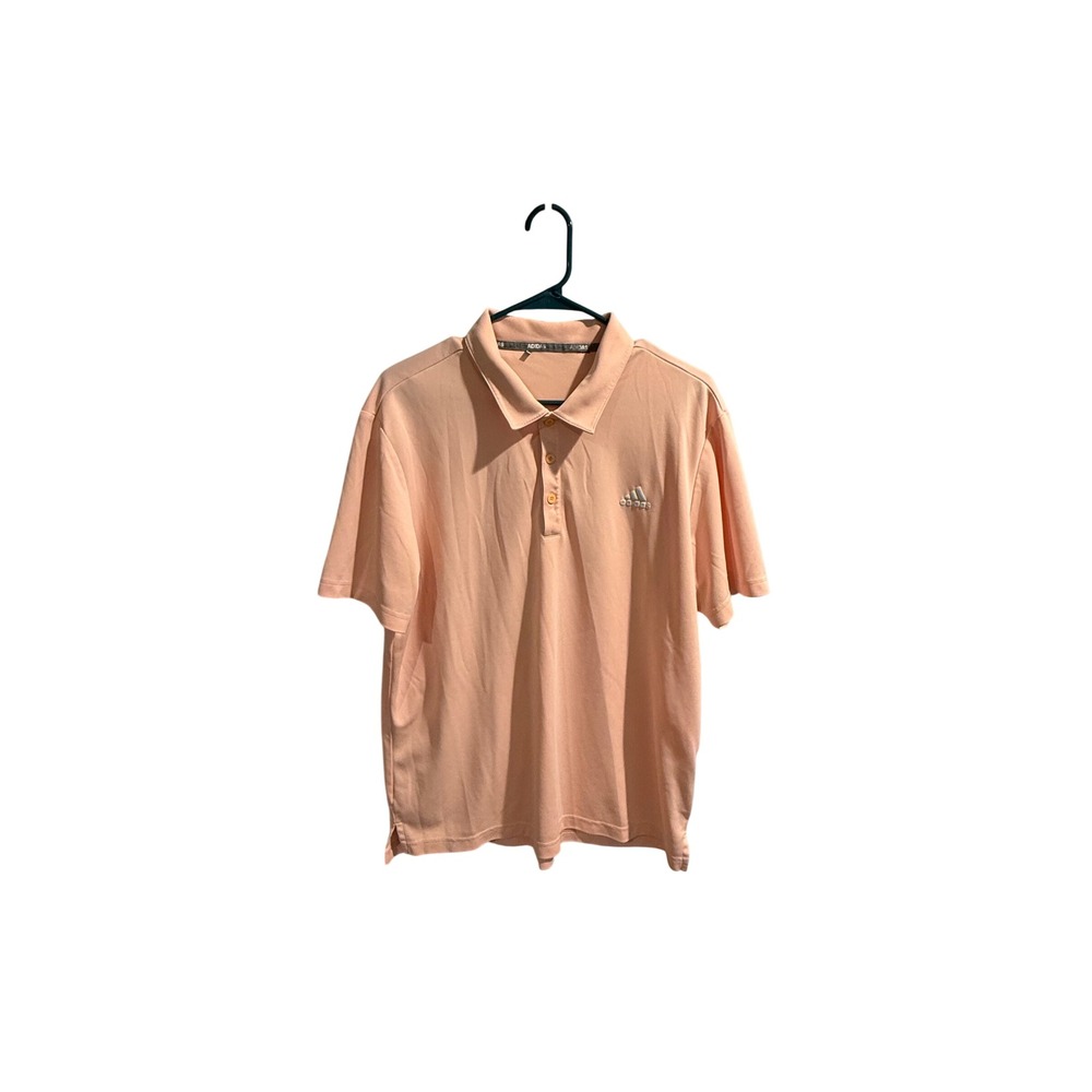 Adidas Men's Peach Golf Polo Shirt Short‎ Sleeve Embroidered Performance Large